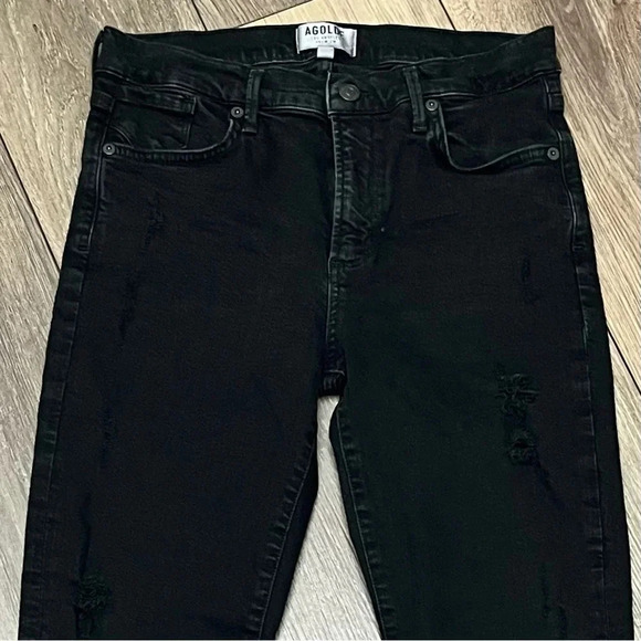 Agolde Feel Good Black High Rise Jeans Pants Distressed Size 28 Grunge Goth - Picture 9 of 10
